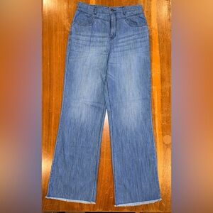 eShakti Blue Women’s size 12 Wide Leg Jeans Think comfortable denim whiskering